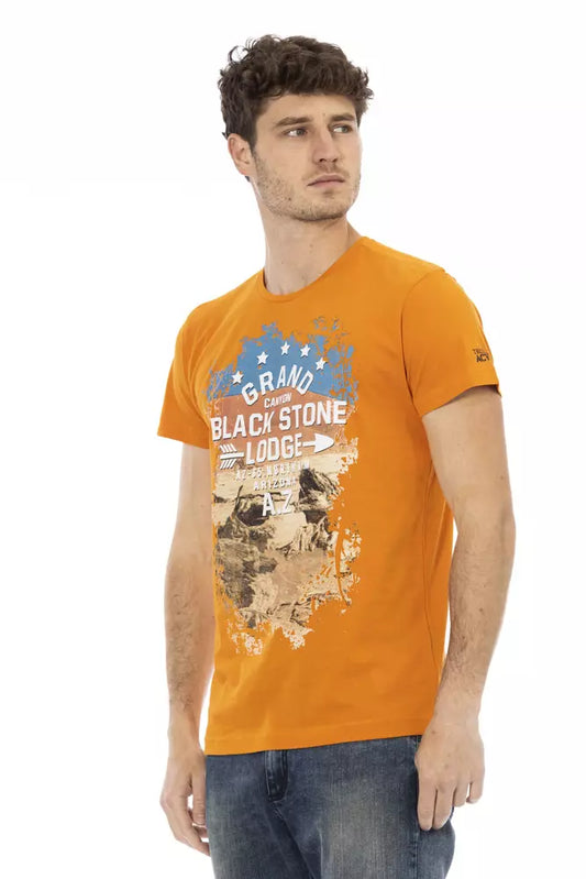 Trussardi Action Orange Cotton Men T-Shirt - ClickThatClicks 