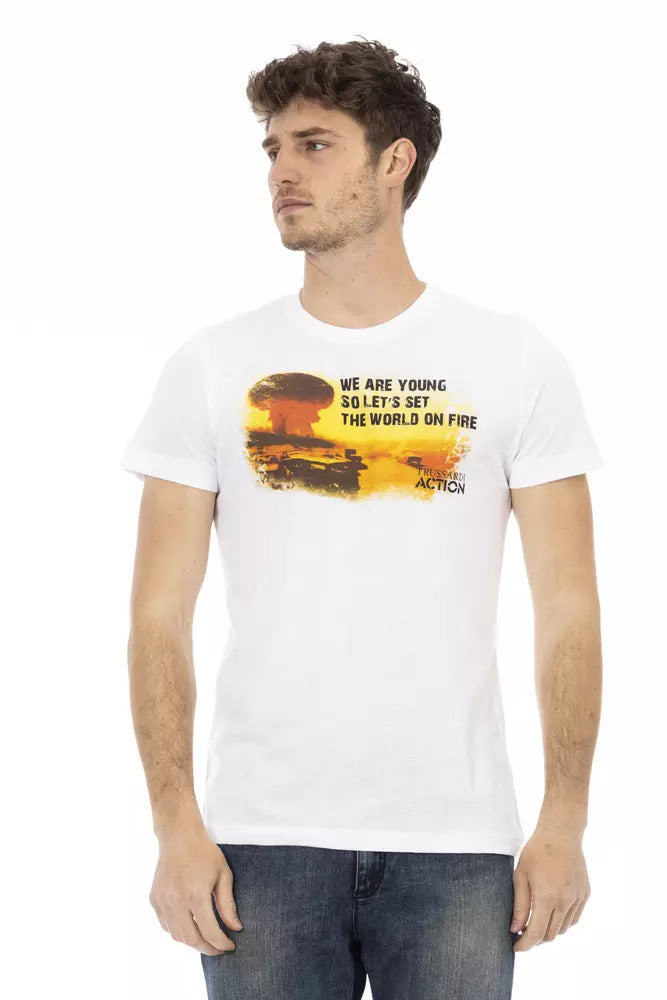 Trussardi Action White Cotton Men T-Shirt - ClickThatClicks 
