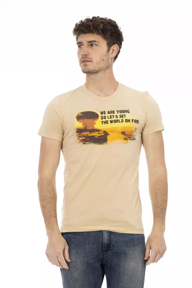 Trussardi Action Beige Cotton Men's T-Shirt - ClickThatClicks 