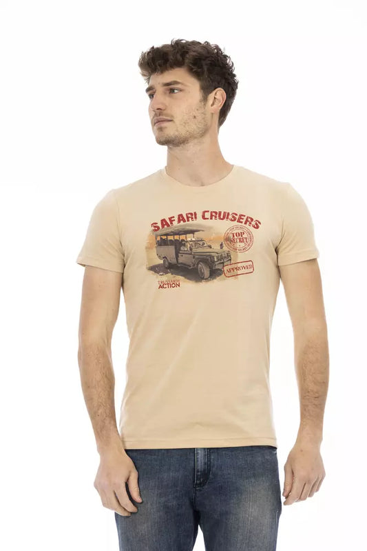 Trussardi Action Beige Cotton Men T-Shirt - ClickThatClicks 