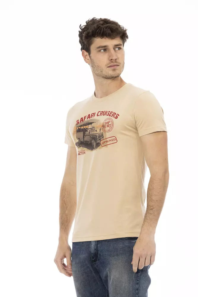 Trussardi Action Beige Cotton Men T-Shirt - ClickThatClicks 