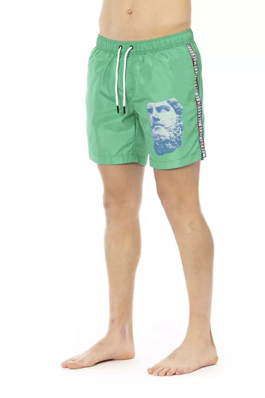 Bikkembergs Green Polyester Men Swim Short - ClickThatClicks 