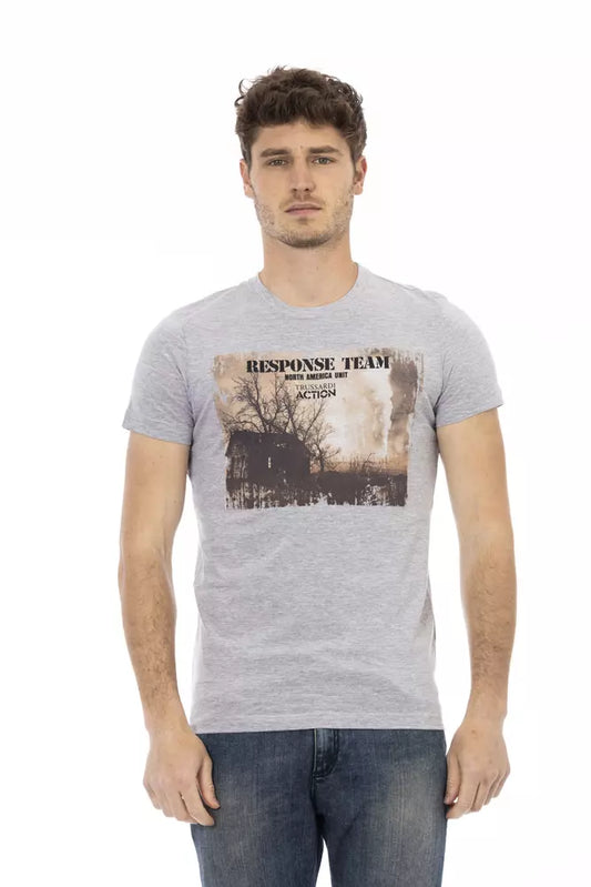 Trussardi Action Gray Cotton Men T-Shirt - ClickThatClicks 