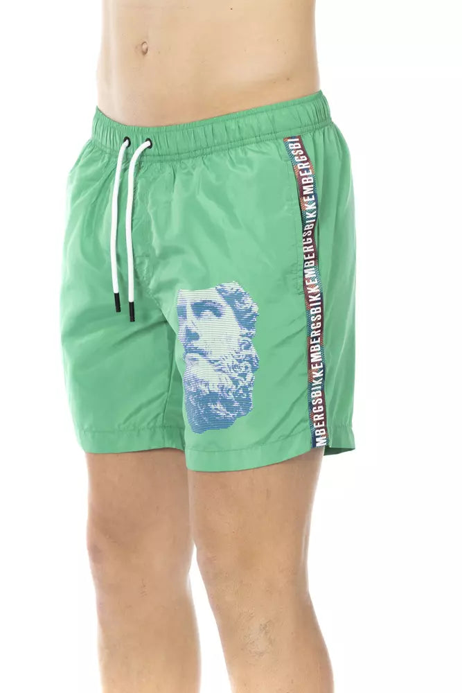 Bikkembergs Green Polyester Men Swim Short - ClickThatClicks 