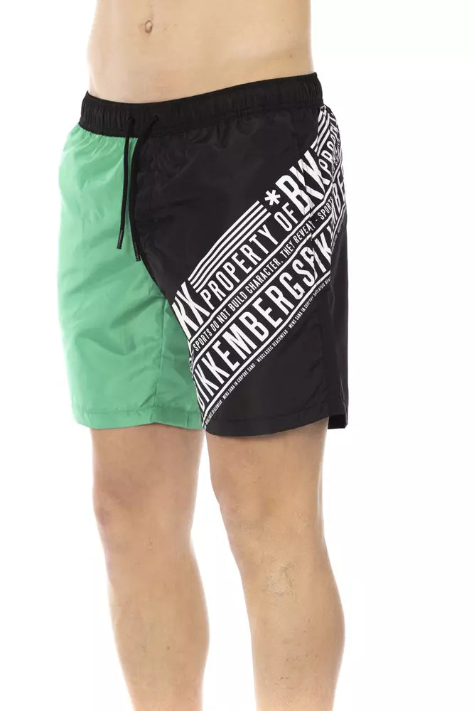 Bikkembergs Green Polyester Men Swim Short - ClickThatClicks 