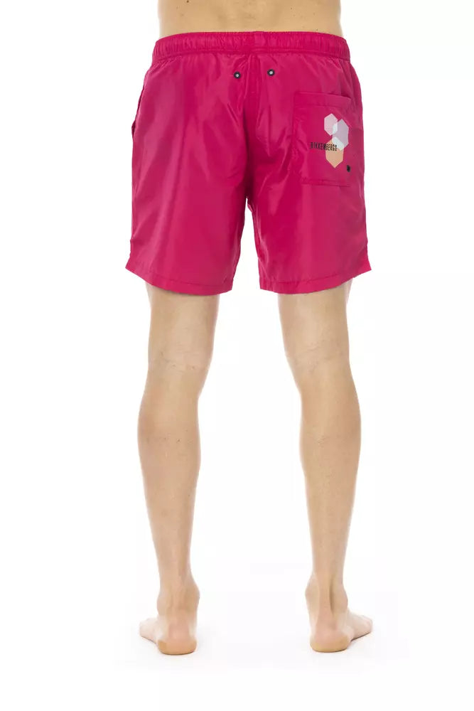 Bikkembergs Fuchsia Polyester Men Swim Short - ClickThatClicks 