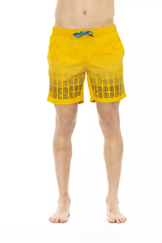 Bikkembergs Yellow Polyester Men Swim Short - ClickThatClicks 