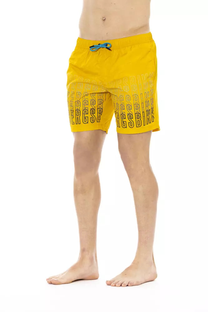 Bikkembergs Yellow Polyester Men Swim Short - ClickThatClicks 