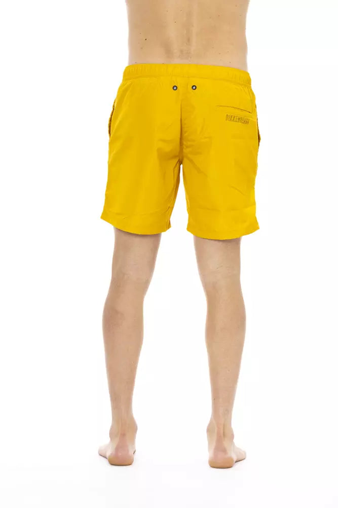 Bikkembergs Yellow Polyester Men Swim Short - ClickThatClicks 