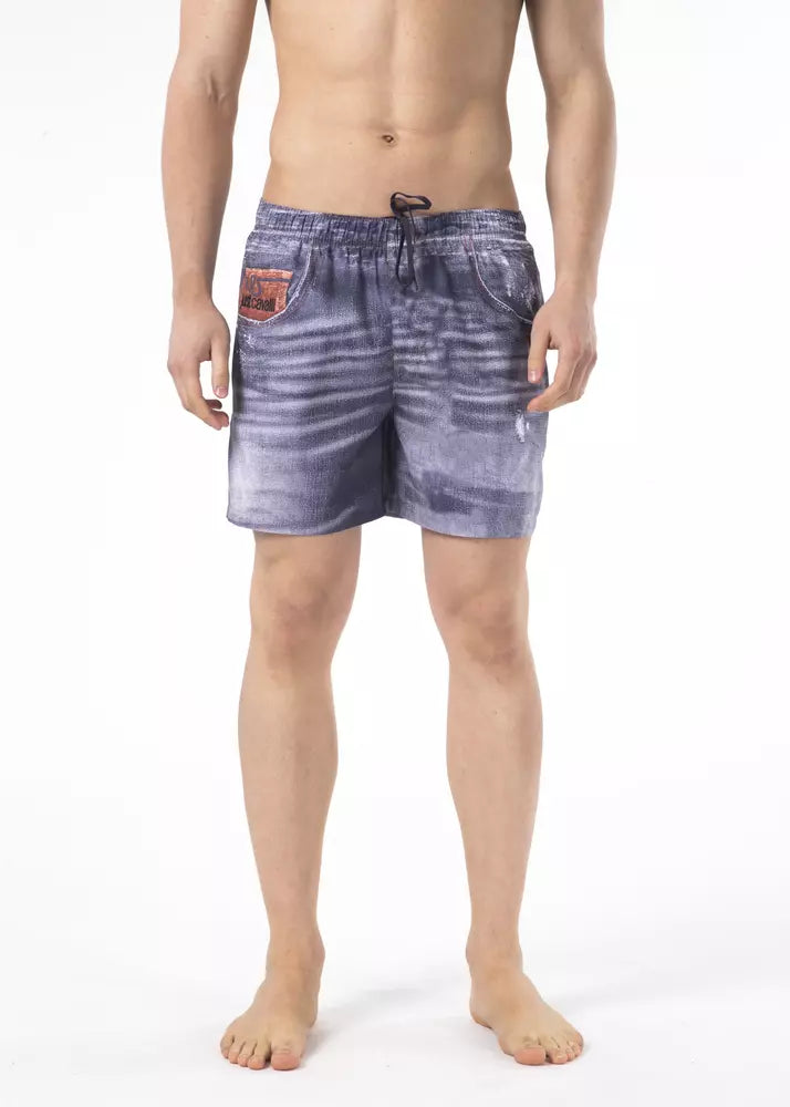 Just Cavalli Blue Polyester Men Swimwear Short - ClickThatClicks 