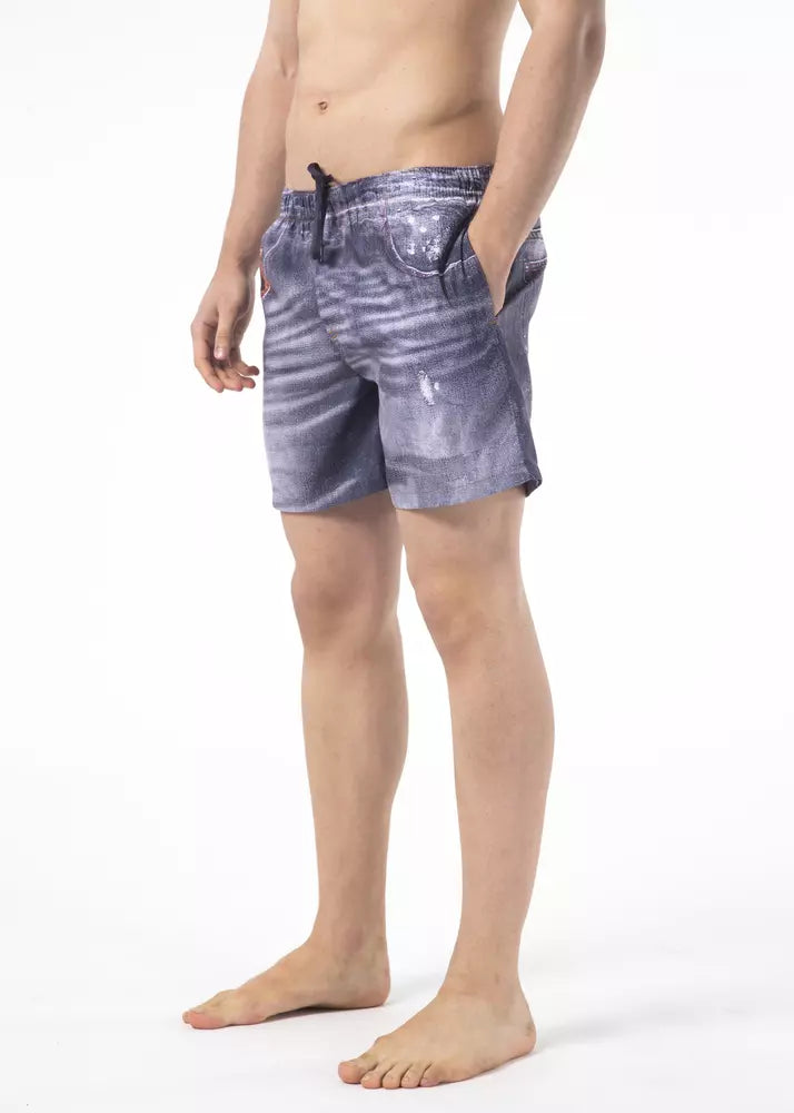 Just Cavalli Blue Polyester Men Swimwear Short - ClickThatClicks 