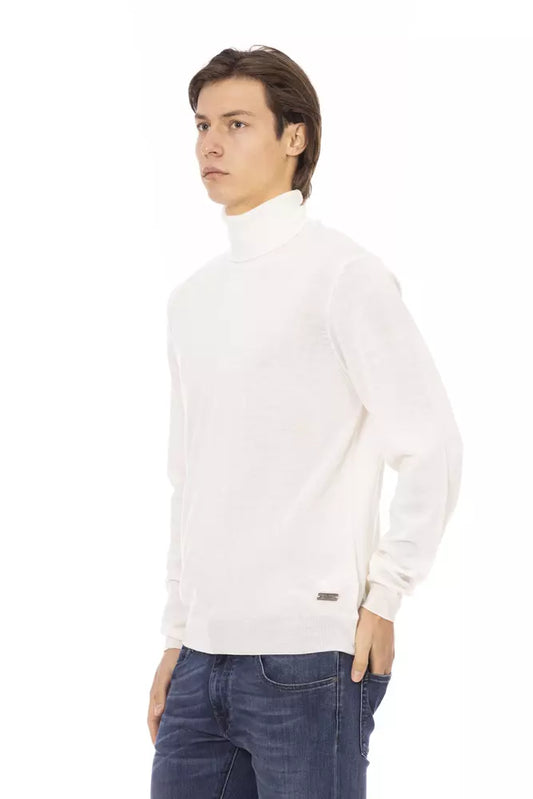 Baldinini Trend White Fabric Men Turtleneck Sweater - ClickThatClicks 