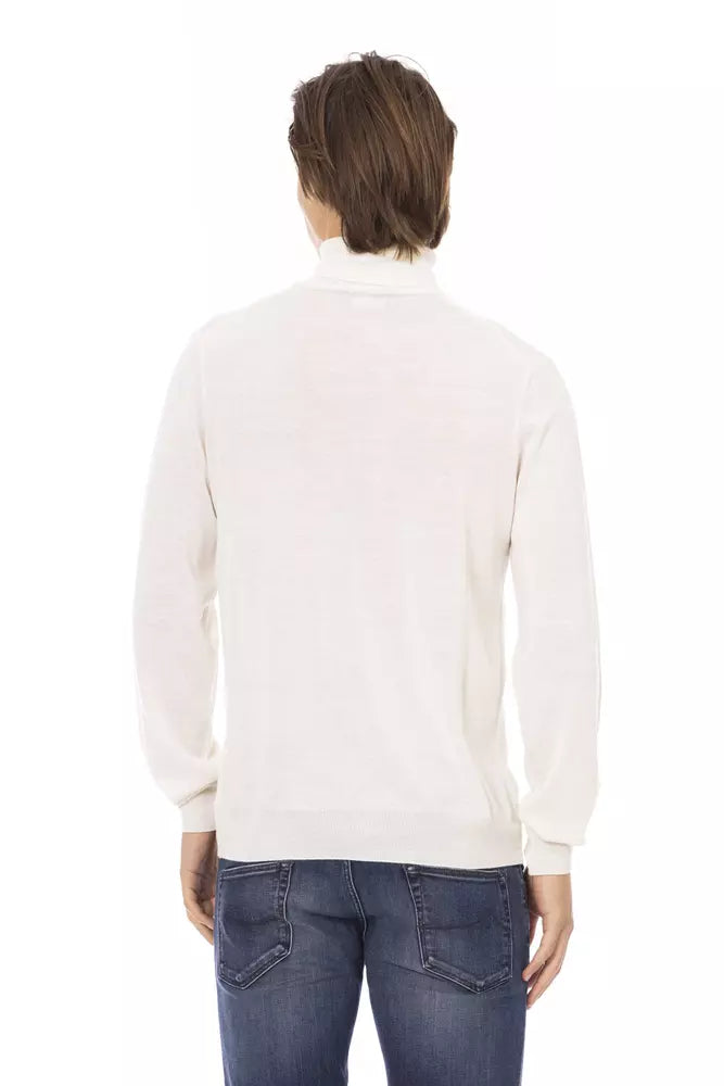 Baldinini Trend White Fabric Men Turtleneck Sweater - ClickThatClicks 