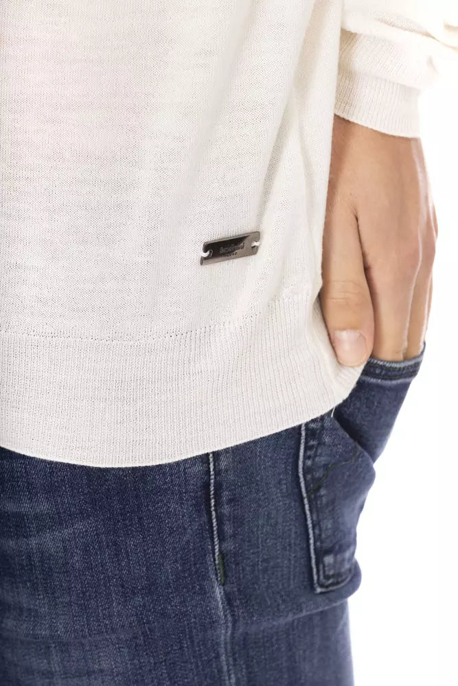 Baldinini Trend White Fabric Men Turtleneck Sweater - ClickThatClicks 