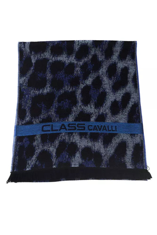 Cavalli Class Blue Wool Men Scarf - ClickThatClicks 