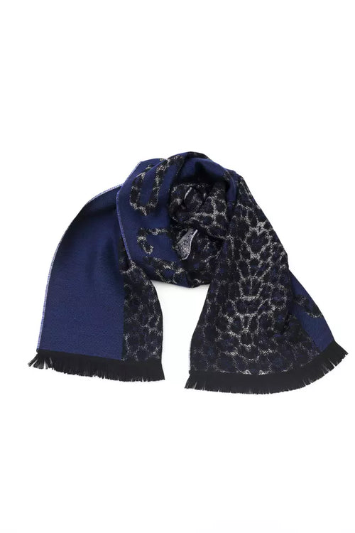 Cavalli Class Blue Wool Men Scarf - ClickThatClicks 