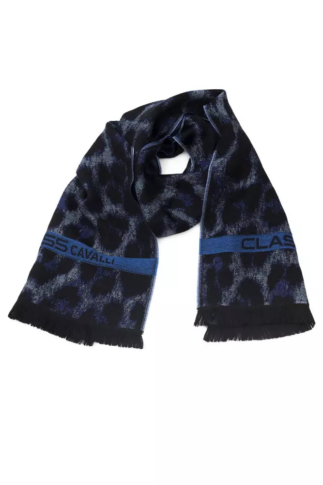 Cavalli Class Blue Wool Men Scarf - ClickThatClicks 