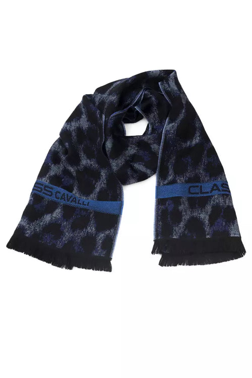 Cavalli Class Blue Wool Men Scarf - ClickThatClicks 
