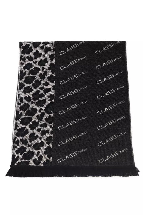Cavalli Class Black Wool Men Scarf - ClickThatClicks 