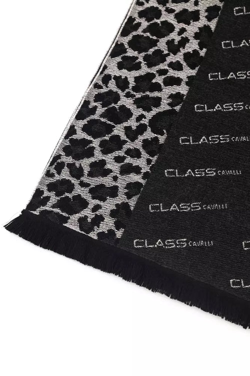 Cavalli Class Black Wool Men Scarf - ClickThatClicks 