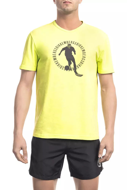 Bikkembergs Yellow Cotton Men T-Shirt - ClickThatClicks 