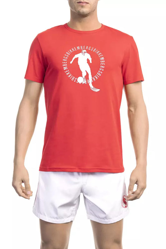 Bikkembergs Red Cotton Men T-Shirt - ClickThatClicks 