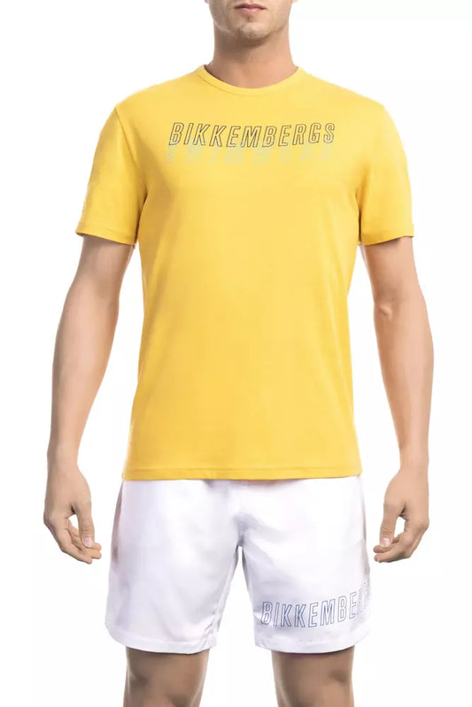 Bikkembergs Yellow Cotton Men T-Shirt - ClickThatClicks 