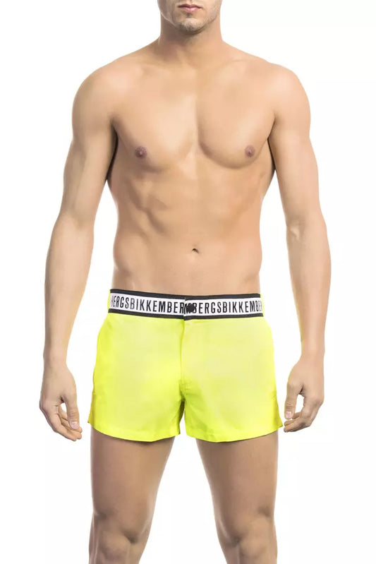 Bikkembergs Yellow Polyamide Men Swim Short - ClickThatClicks 