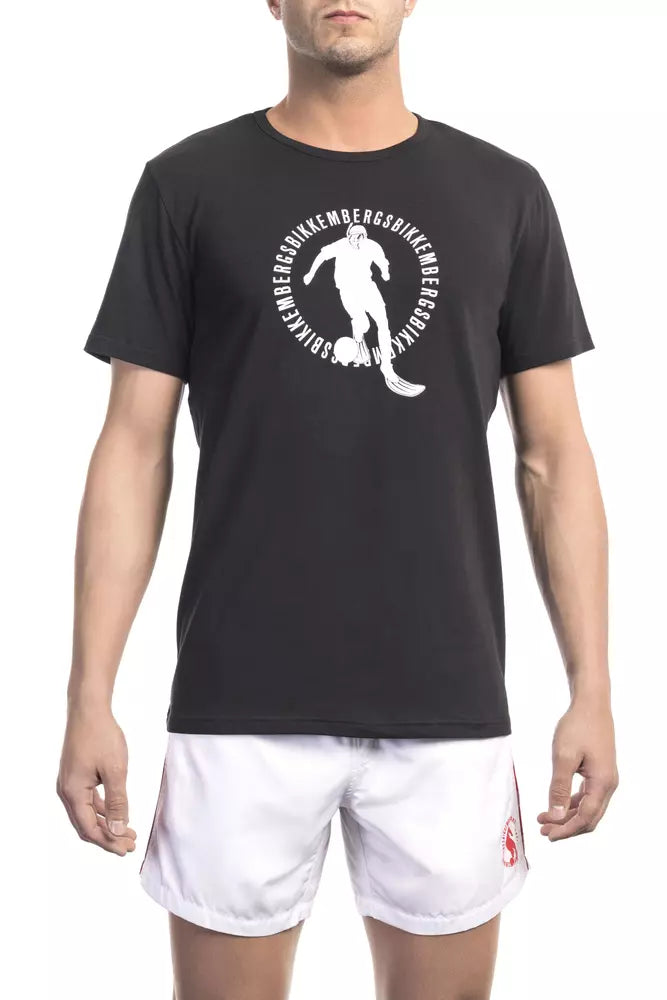 Bikkembergs Black Cotton Men T-Shirt - ClickThatClicks 