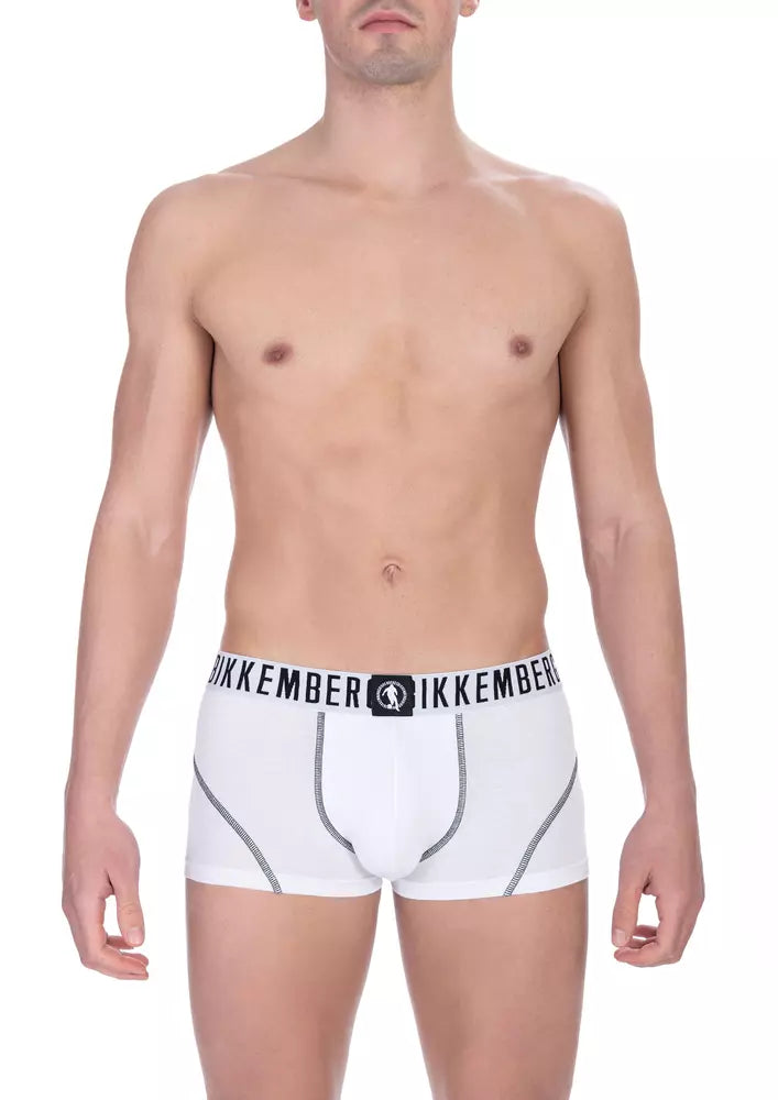 Bikkembergs White Cotton Men's Trunk Underwear Pack - ClickThatClicks 