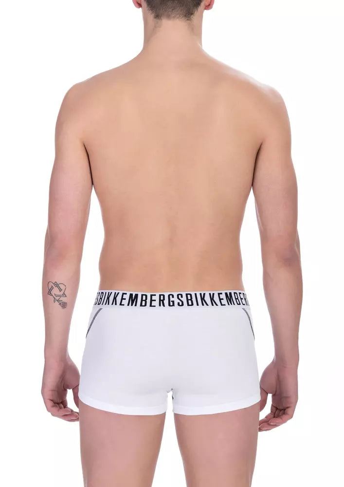 Bikkembergs White Cotton Men's Trunk Underwear Pack - ClickThatClicks 