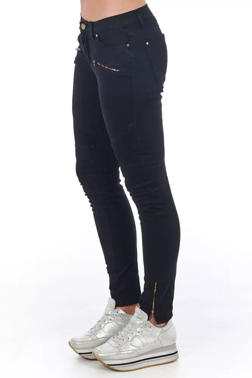 Frankie Morello Black Cotton Women Jeans - ClickThatClicks 