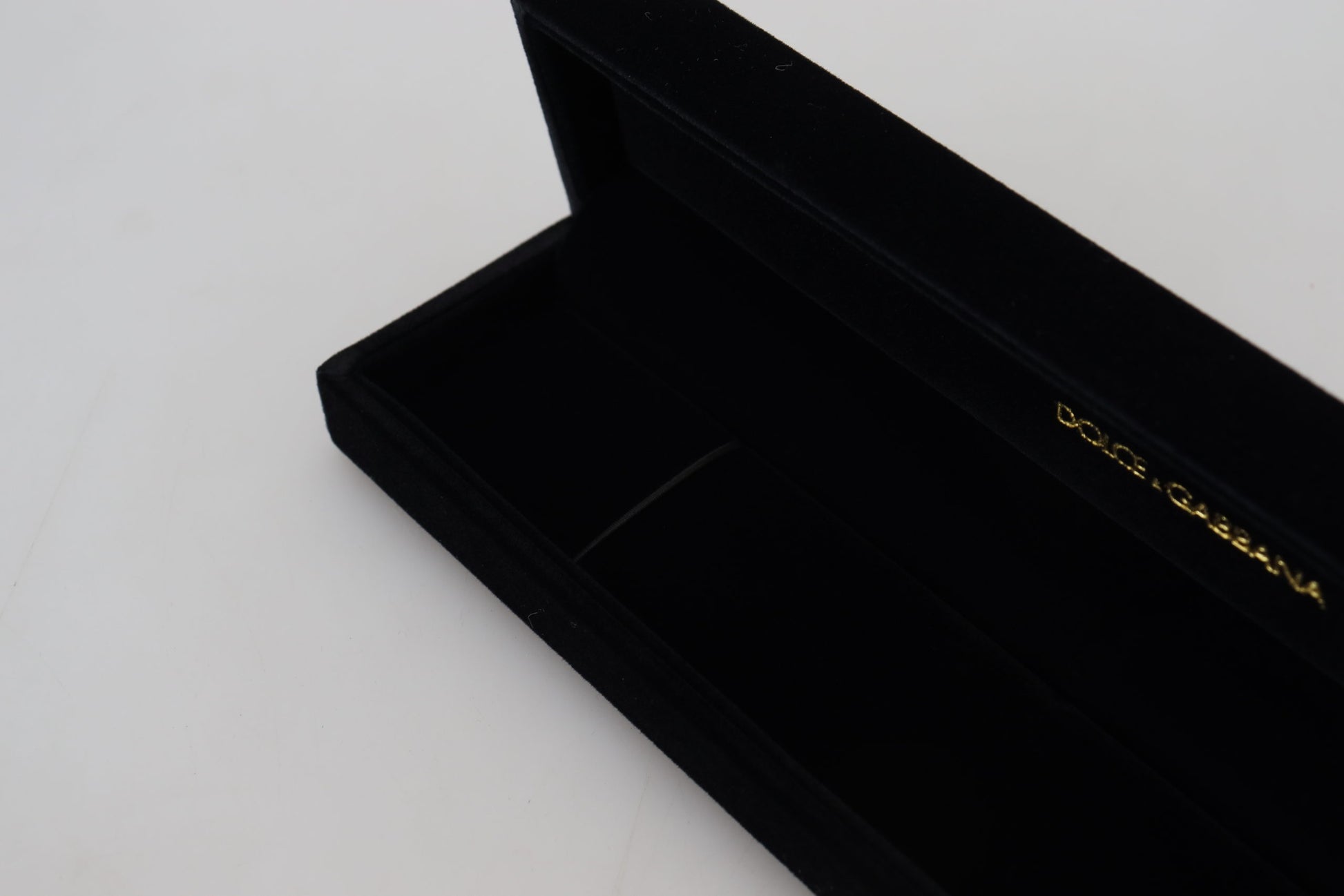 Dolce & Gabbana Black Velvet Logo Plaque Storage Bracelet Jewelry Box - ClickThatClicks 