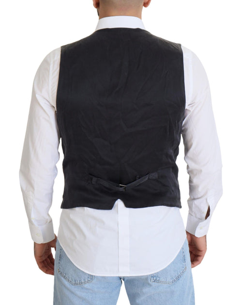 Dolce & Gabbana Black Cotton Double Breasted Waistcoat Vest - ClickThatClicks 