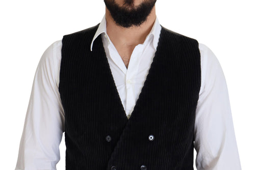 Dolce & Gabbana Black Cotton Double Breasted Waistcoat Vest - ClickThatClicks 