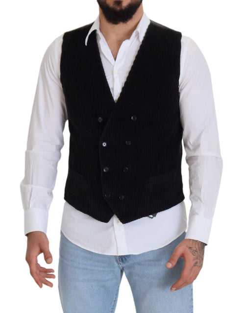 Dolce & Gabbana Black Cotton Double Breasted Waistcoat Vest - ClickThatClicks 