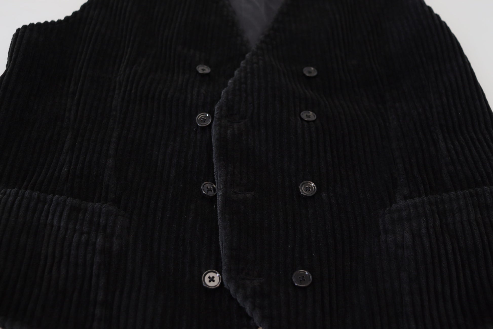 Dolce & Gabbana Black Cotton Double Breasted Waistcoat Vest - ClickThatClicks 