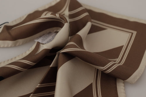 Dolce & Gabbana Brown Stripes DG Logo Square Mens Handkerchief Scarf - ClickThatClicks 