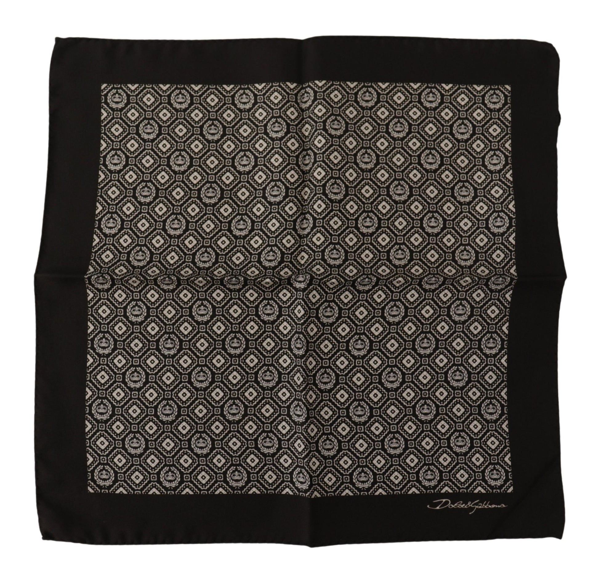 Dolce & Gabbana Black Patterned DG Logo Square Handkerchief Scarf - ClickThatClicks 