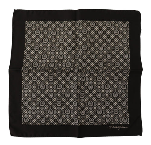 Dolce & Gabbana Black Patterned DG Logo Square Handkerchief Scarf - ClickThatClicks 