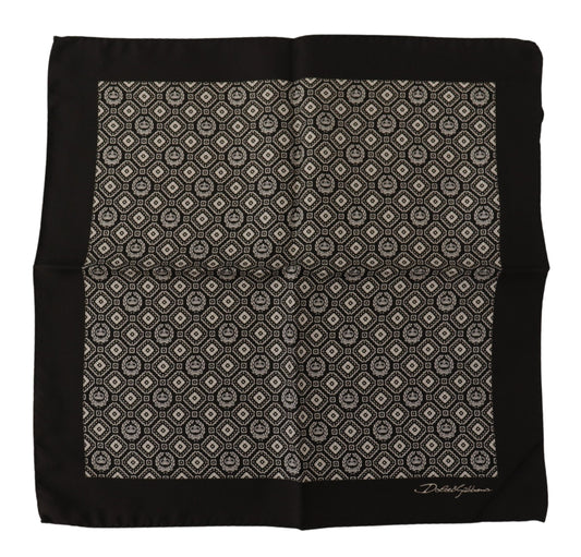 Dolce & Gabbana Black Patterned DG Logo Square Handkerchief Scarf - ClickThatClicks 
