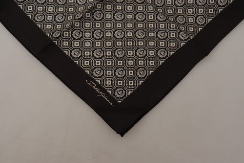 Dolce & Gabbana Black Patterned DG Logo Square Handkerchief Scarf - ClickThatClicks 
