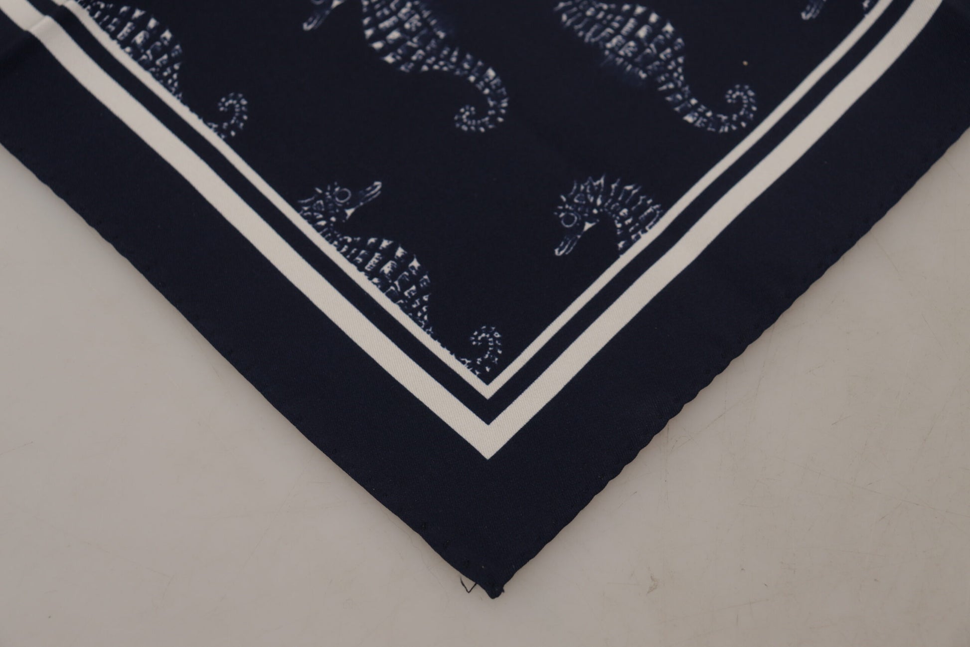 Dolce & Gabbana Blue Seahorse DG Printed Square Handkerchief Scarf - ClickThatClicks 