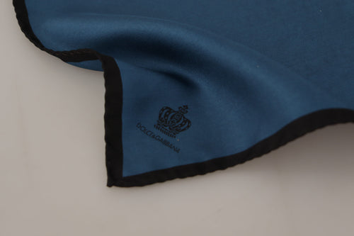 Dolce & Gabbana Black Blue DG Crown Printed Square Handkerchief Scarf - ClickThatClicks 