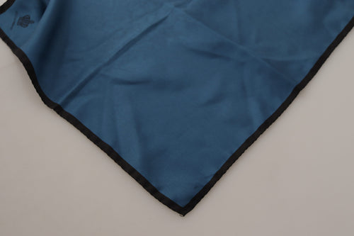 Dolce & Gabbana Black Blue DG Crown Printed Square Handkerchief Scarf - ClickThatClicks 