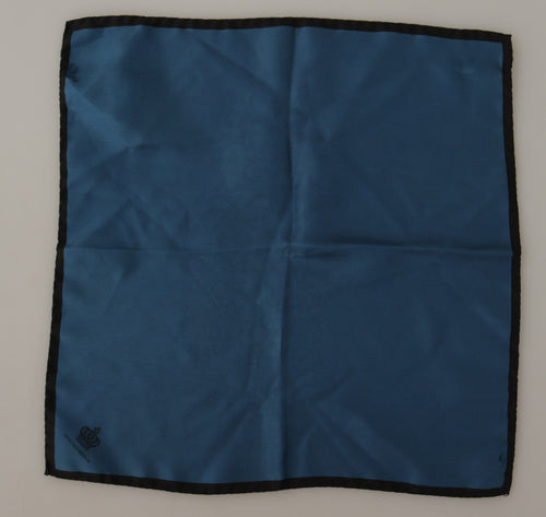 Dolce & Gabbana Black Blue DG Crown Printed Square Handkerchief Scarf - ClickThatClicks 