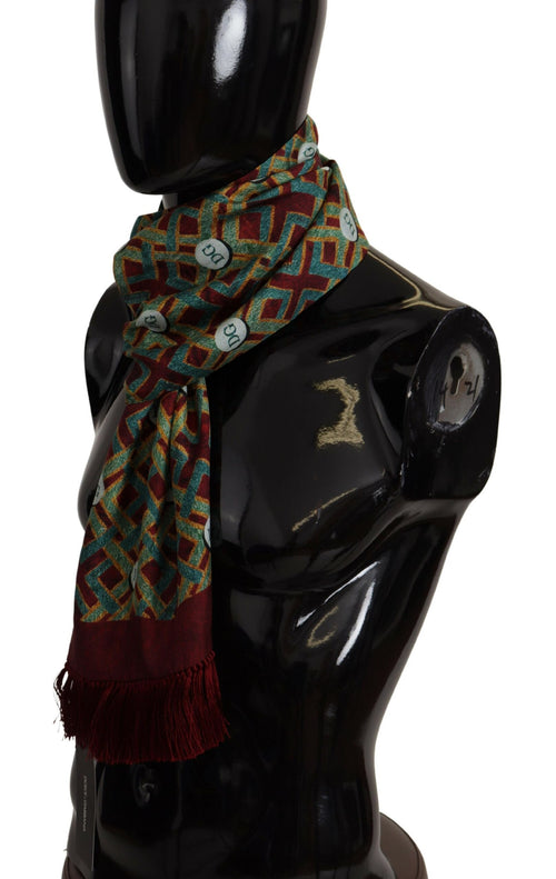 Dolce & Gabbana Multicolor DG Logo Shawl Warm Neck Wrap Fringe Scarf - ClickThatClicks 
