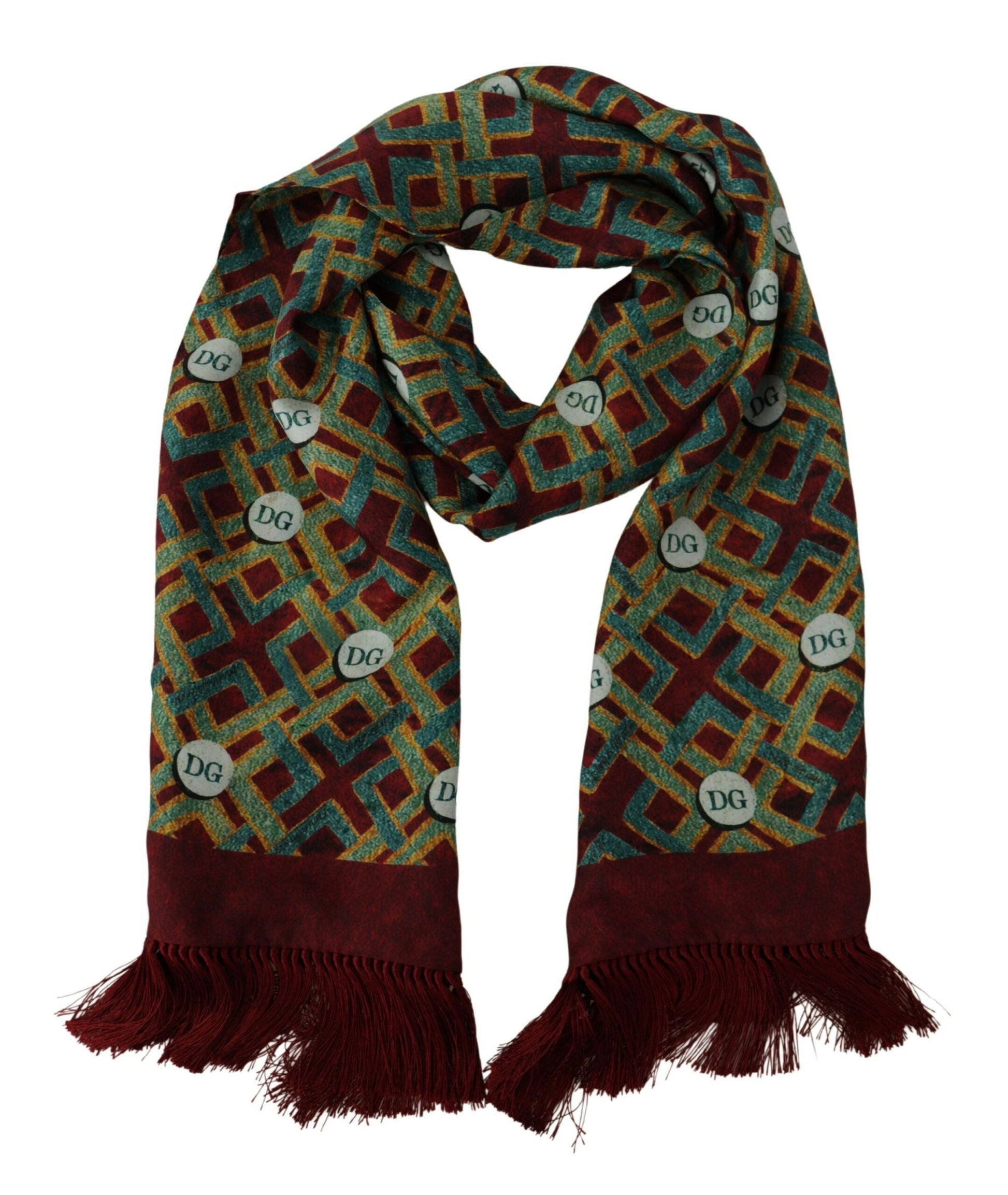 Dolce & Gabbana Multicolor DG Logo Shawl Warm Neck Wrap Fringe Scarf - ClickThatClicks 