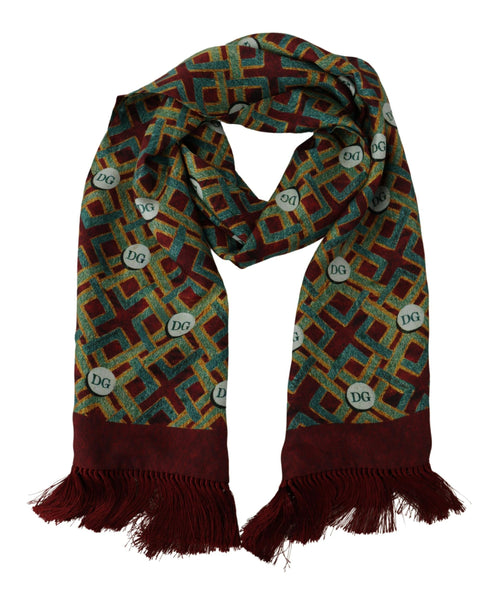 Dolce & Gabbana Multicolor DG Logo Shawl Warm Neck Wrap Fringe Scarf - ClickThatClicks 