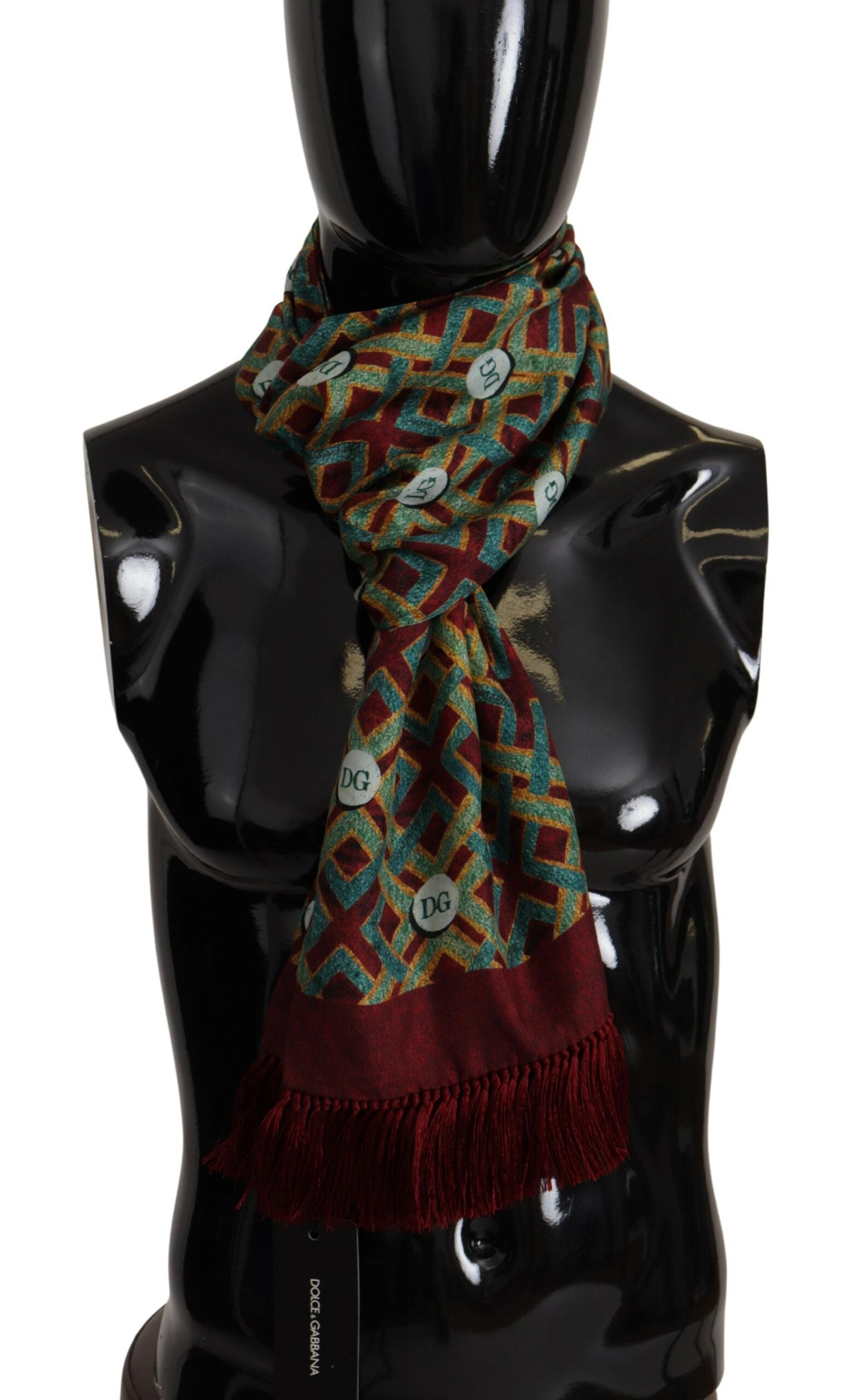 Dolce & Gabbana Multicolor DG Logo Shawl Warm Neck Wrap Fringe Scarf - ClickThatClicks 